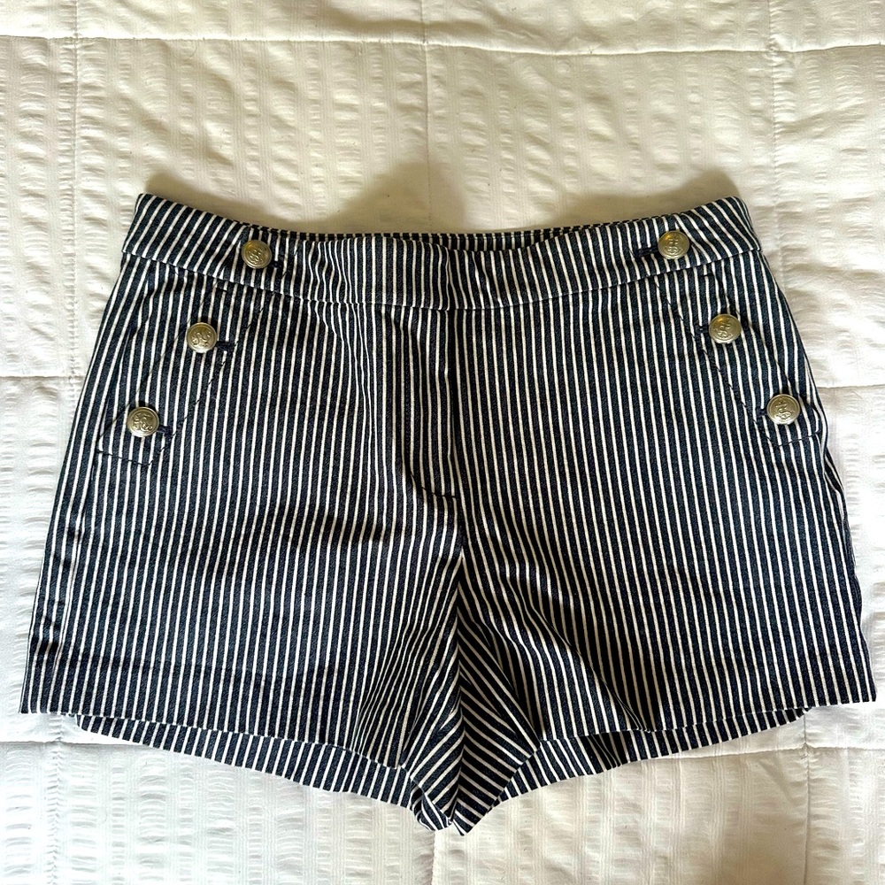 LOFT Black and White Striped Women Shorts